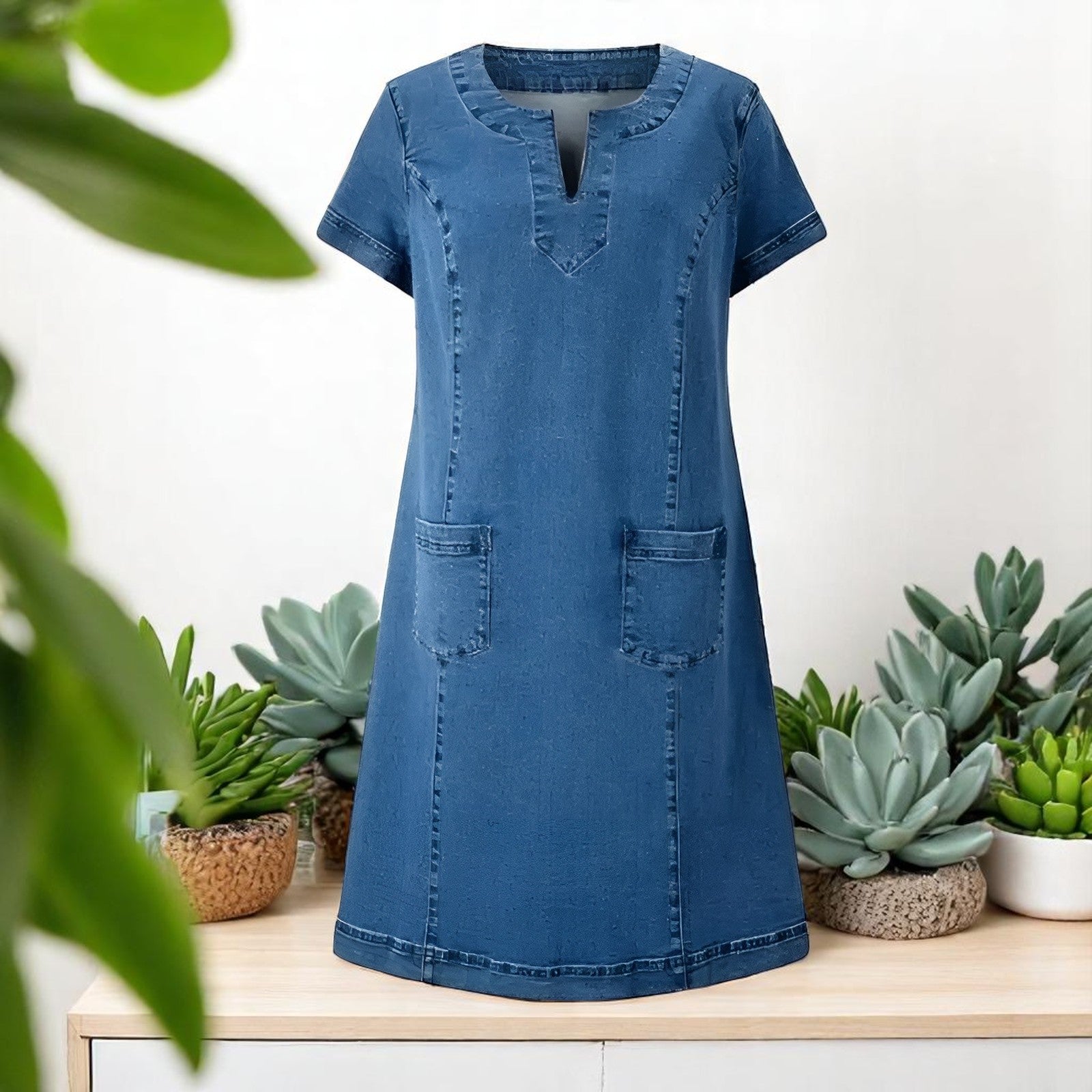 Dina™ | Zachte denim jurk met casual charme