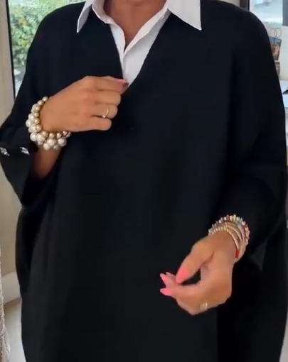 Maxime™  | Dames top met lange mouwen en overhemdkraag