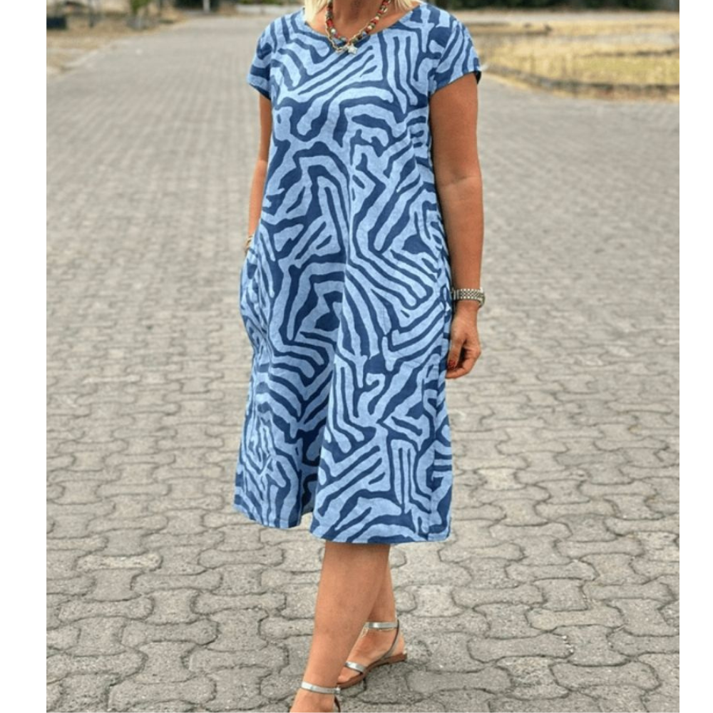 Delia™ | Vintage jurk met ronde hals en mooie print