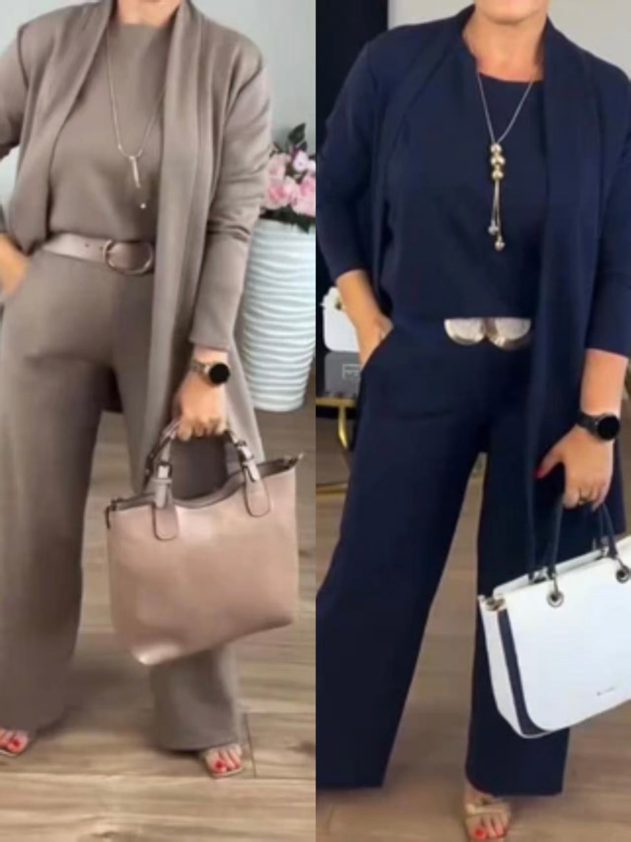 Manila™ | Elegante 3-delige set: lang vest, topje en broek