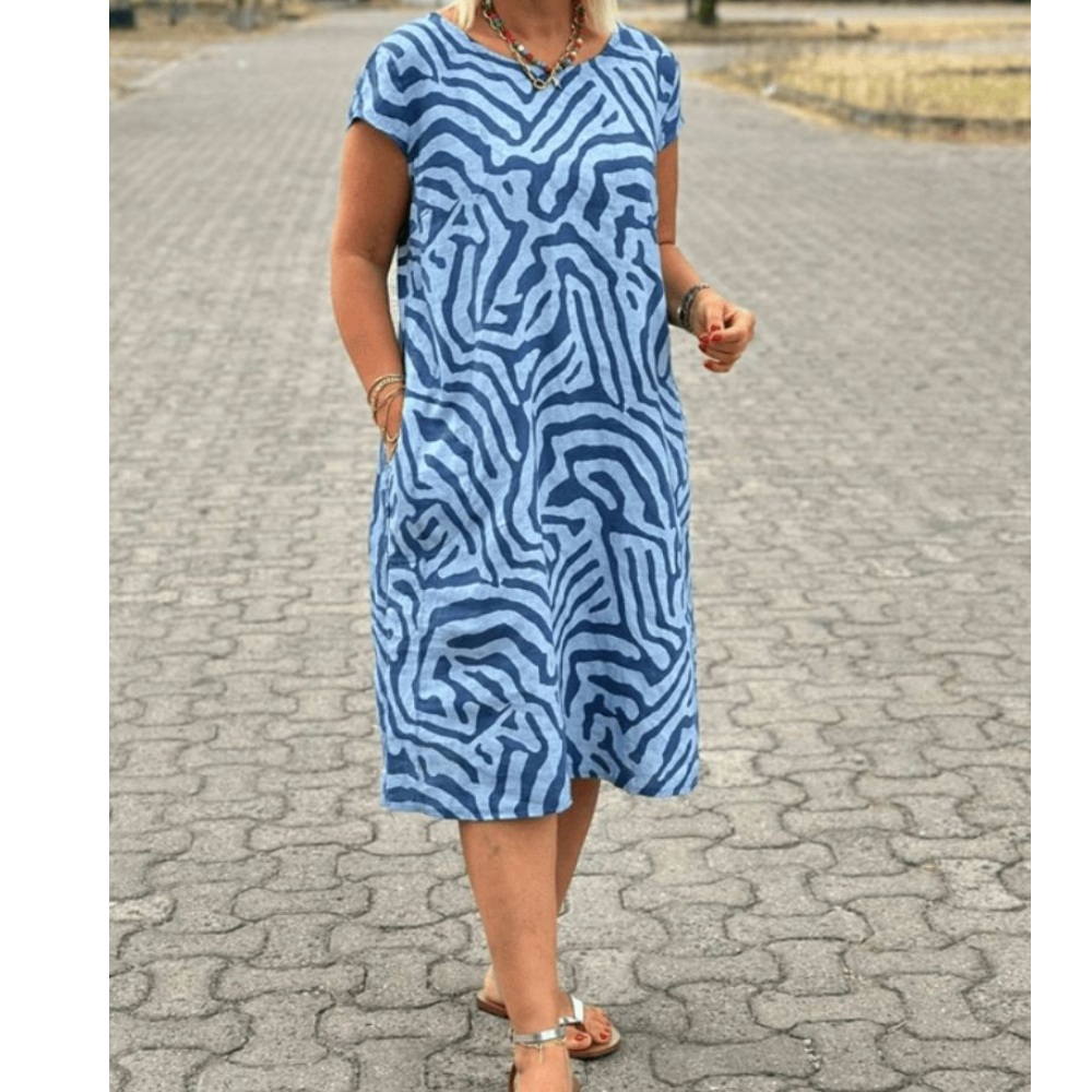 Delia™ | Vintage jurk met ronde hals en mooie print