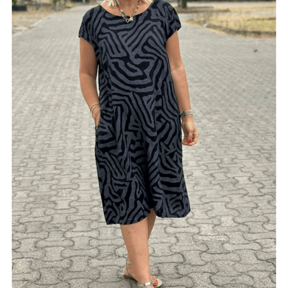 Delia™ | Vintage jurk met ronde hals en mooie print