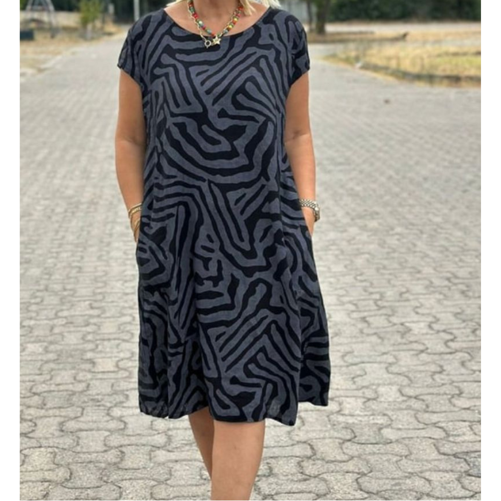 Delia™ | Vintage jurk met ronde hals en mooie print