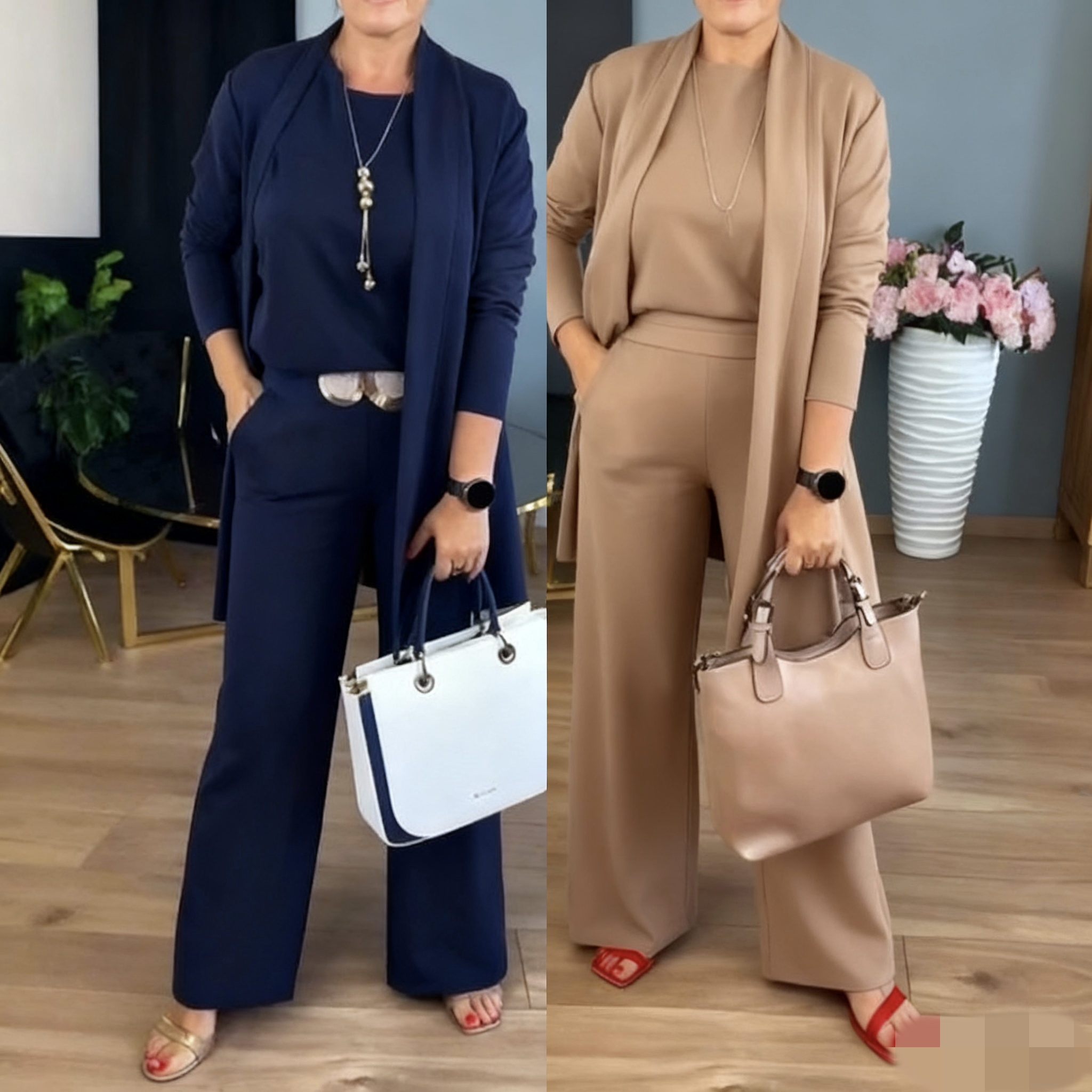 Manila™ | Elegante 3-delige set: lang vest, topje en broek