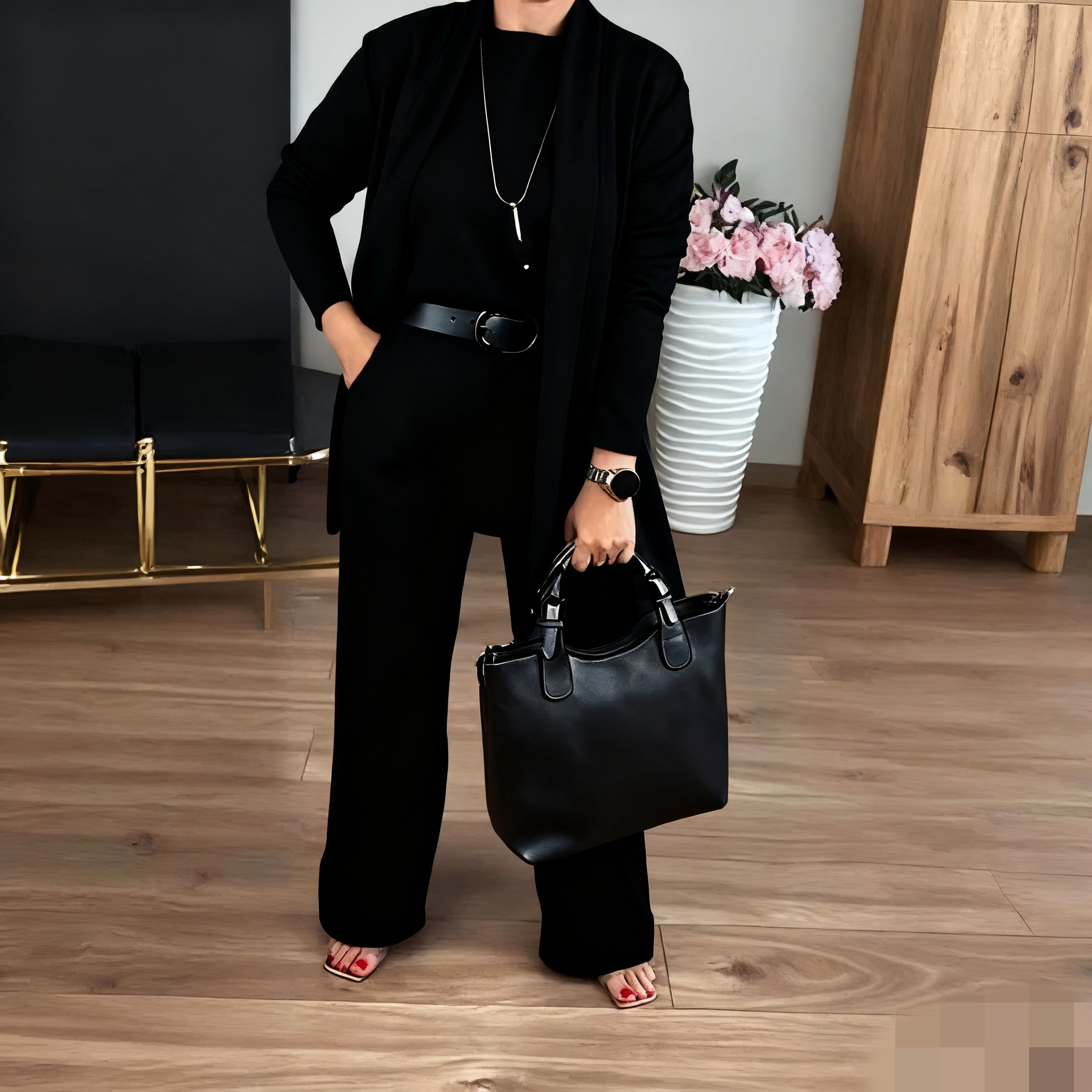 Manila™ | Elegante 3-delige set: lang vest, topje en broek