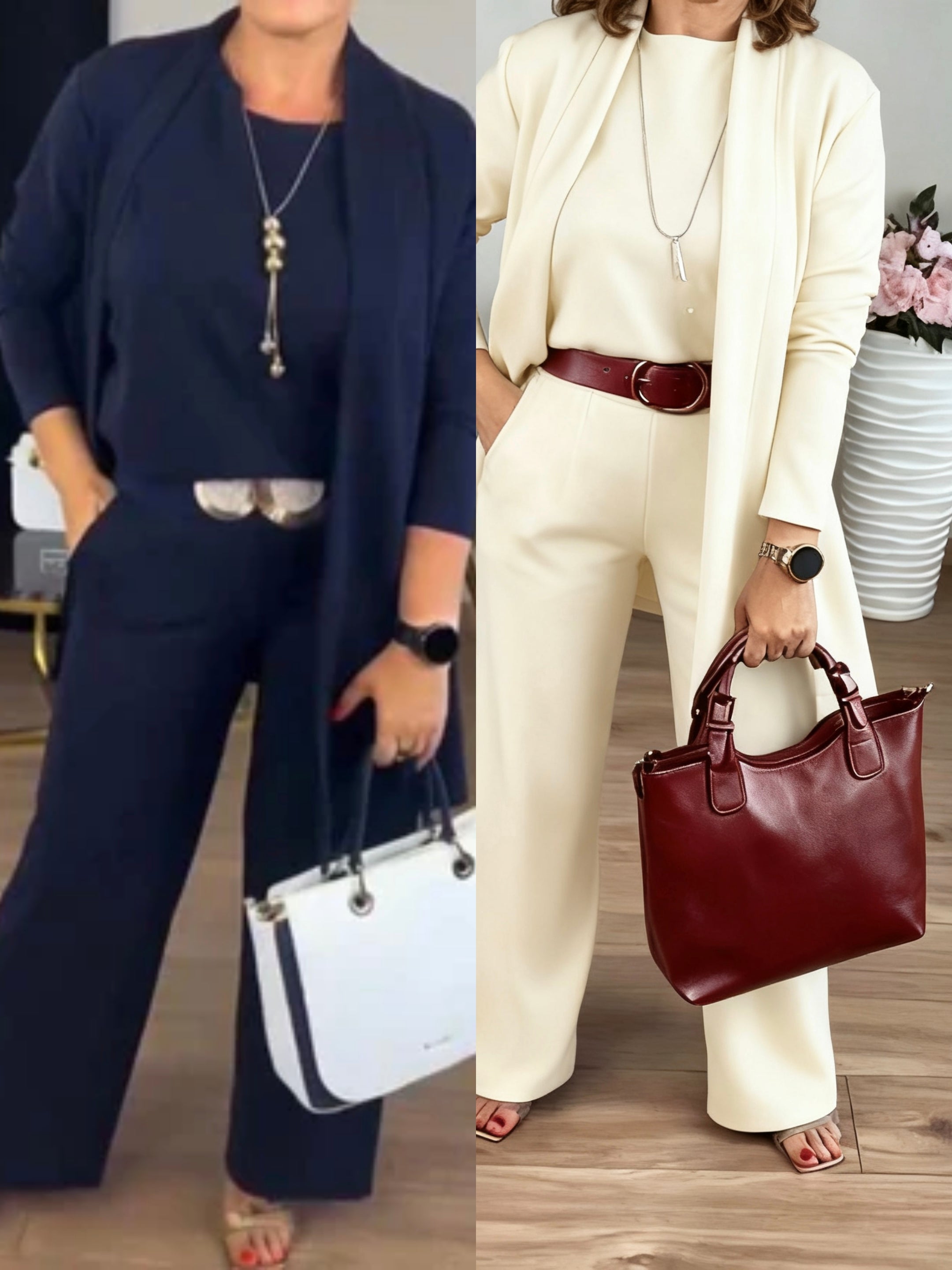 Manila™ | Elegante 3-delige set: lang vest, topje en broek