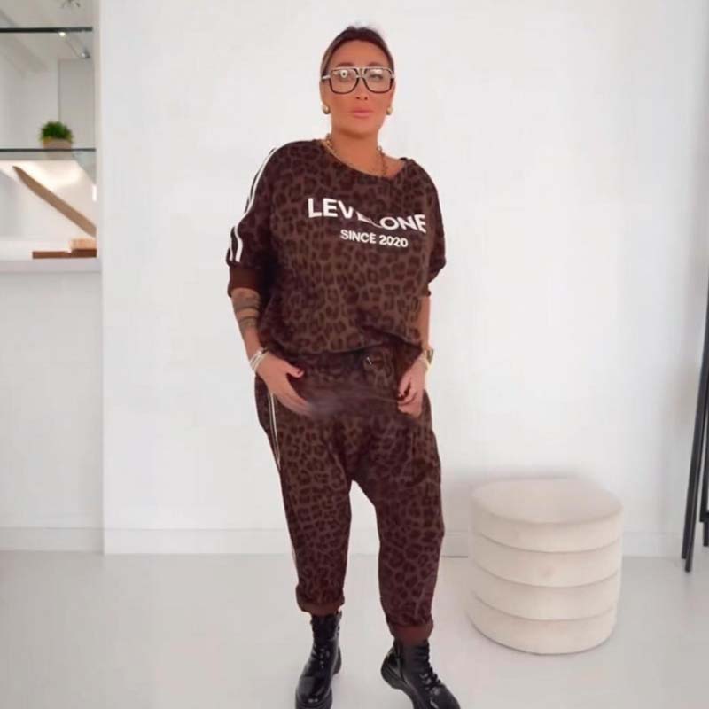 Yudessa™ | Dames tweedelige set met luipaardprint (trui en broek)