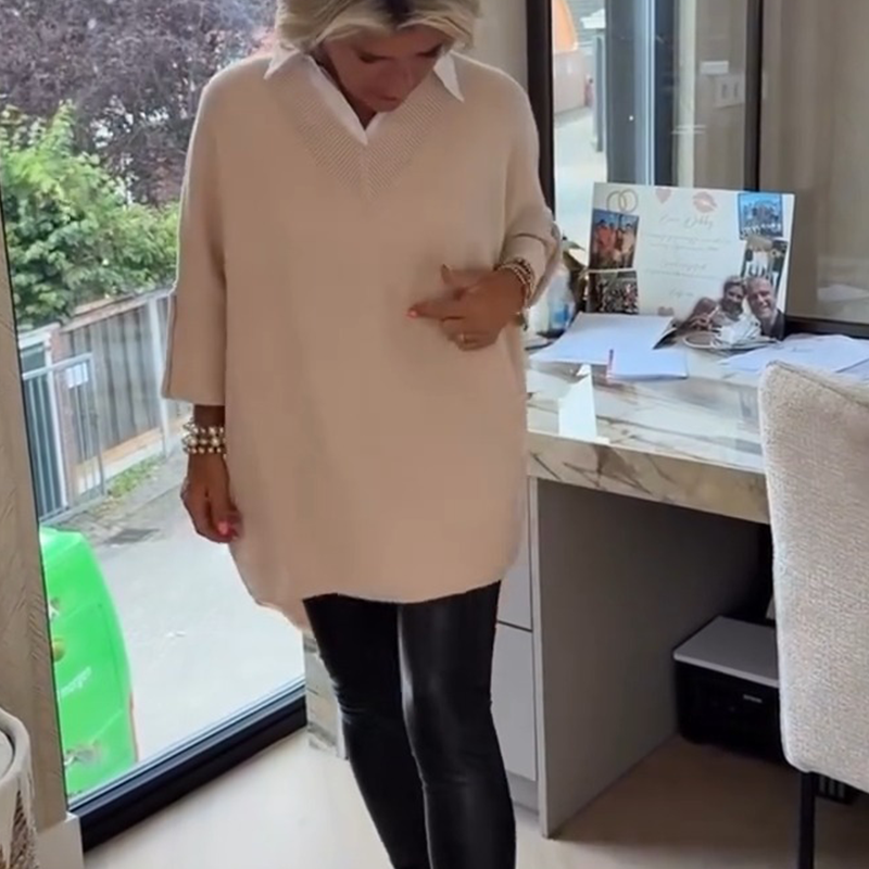 Maxime™  | Dames top met lange mouwen en overhemdkraag