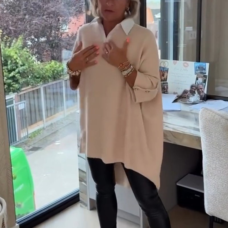 Maxime™  | Dames top met lange mouwen en overhemdkraag