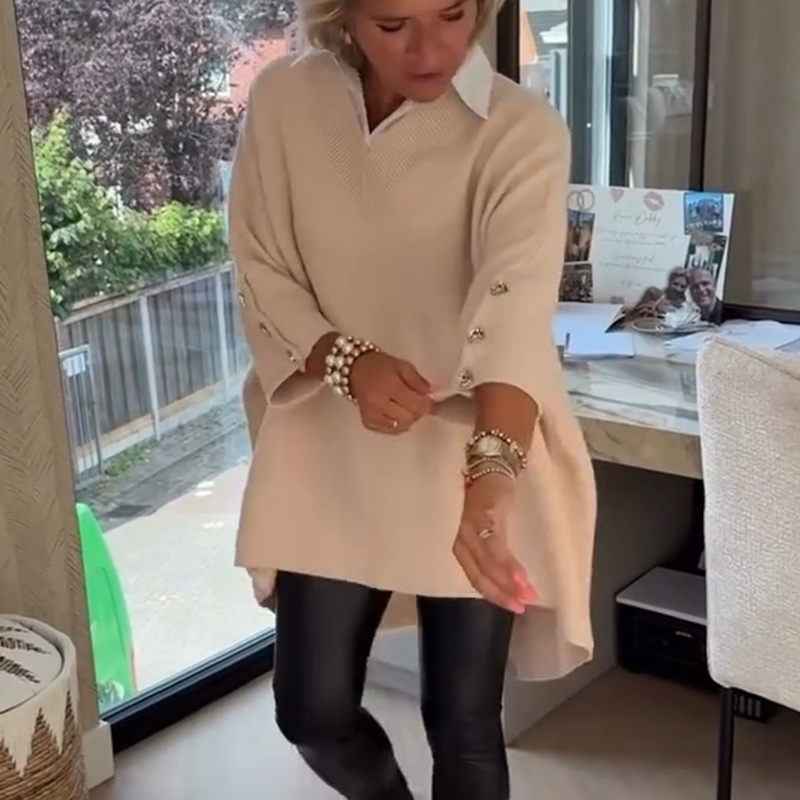 Maxime™  | Dames top met lange mouwen en overhemdkraag