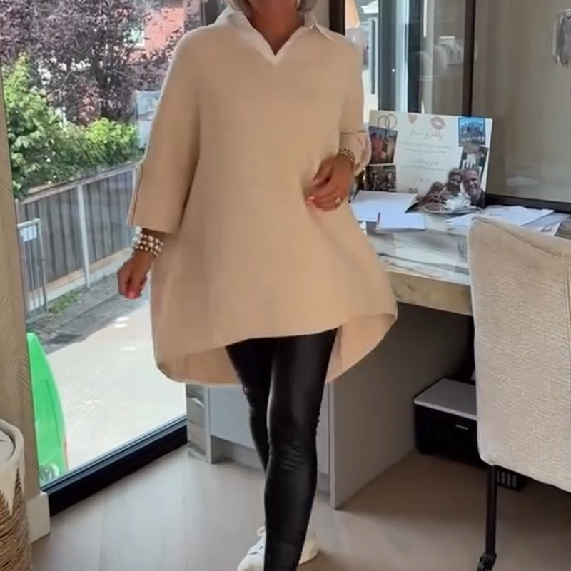 Maxime™  | Dames top met lange mouwen en overhemdkraag