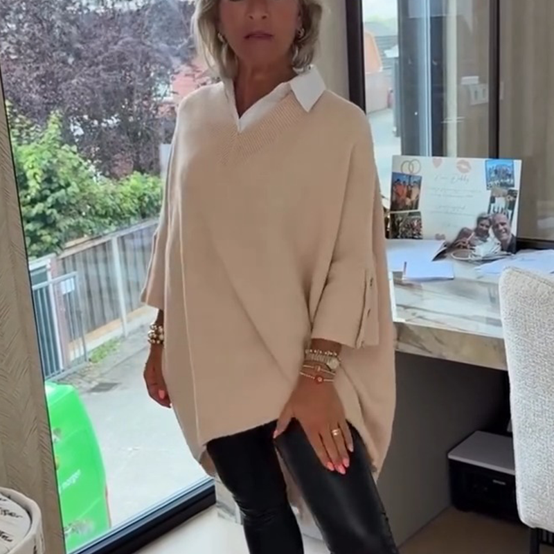 Maxime™  | Dames top met lange mouwen en overhemdkraag