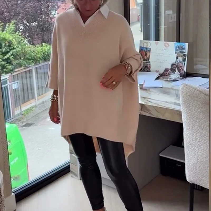 Maxime™  | Dames top met lange mouwen en overhemdkraag